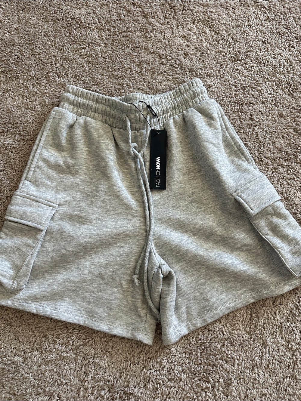 Fashion Nova womens Gray Cargo Sweat Shorts